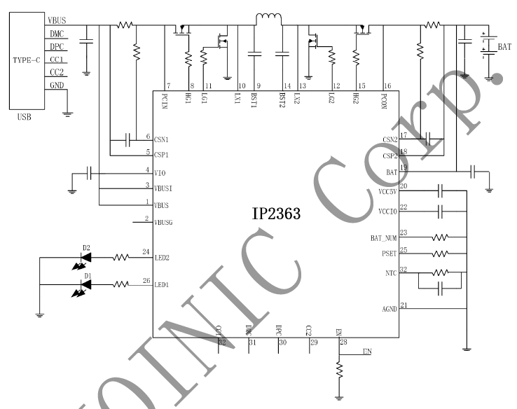 英集芯IP2320支持 PD3.0快充輸入?yún)f(xié)議支2~5 節(jié)串聯(lián)電池